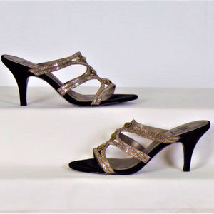 M by Marinelli 7M silver/black high-heel sandals